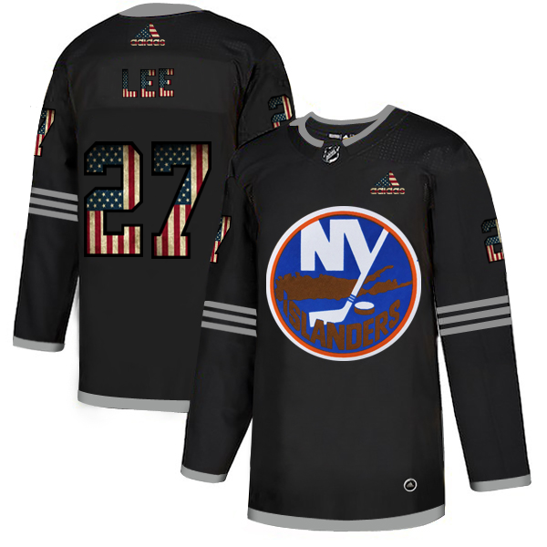 New York Islanders 27 Anders Lee Adidas Men Black USA Flag Limited NHL Jersey